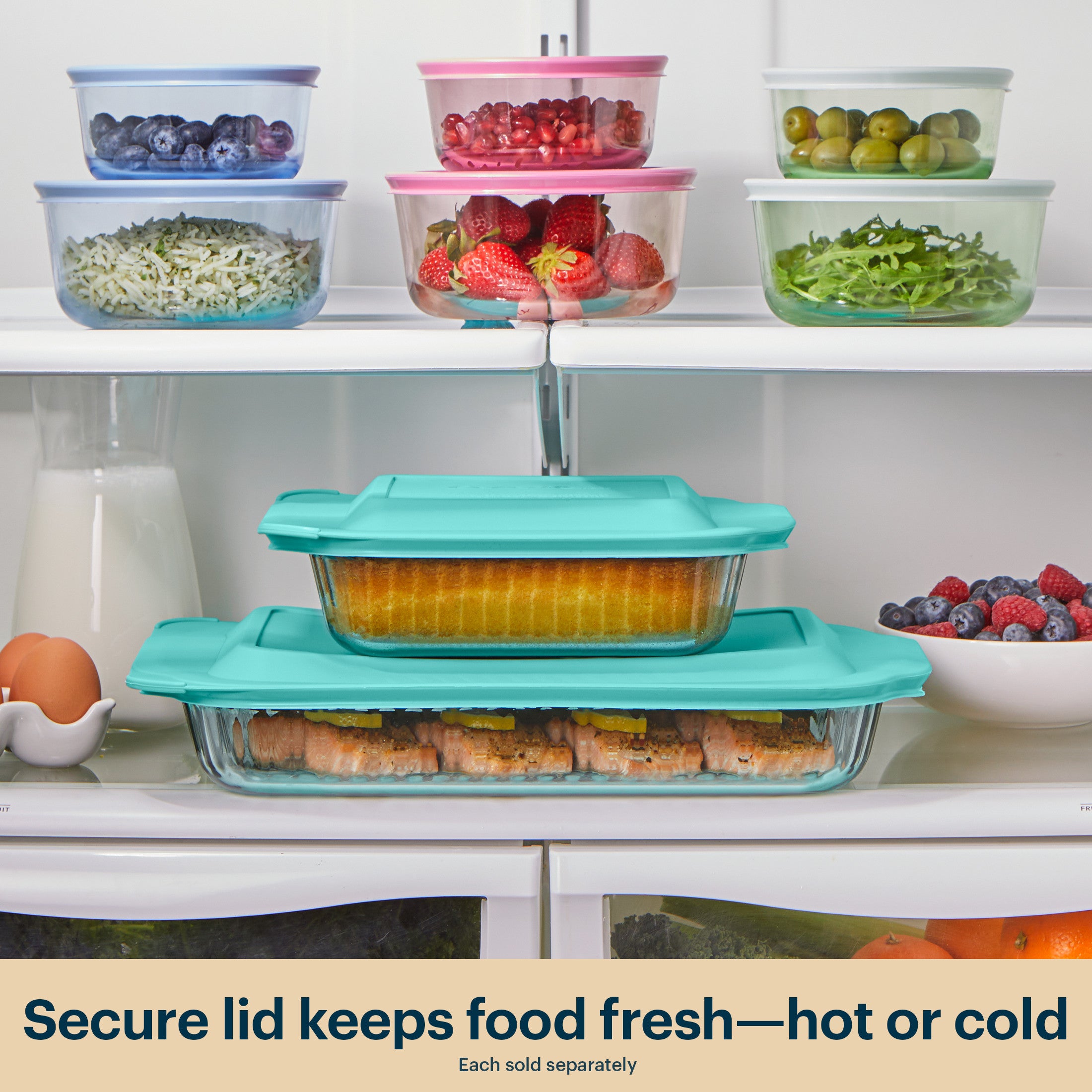 Pyrex® Sculpted Tinted Glass 3QT Oblong Baking Dish with Lid, Aqua - Image 6