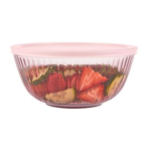 Alternative view of Pyrex® Sculpted Tinted Glass 2.3QT Mixing Bowl with Lid, Pink