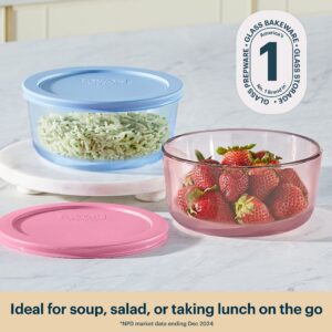 Alternative view of Pyrex® Simply Store® Tinted Glass 4-cup Round Storage Containers, 4-pc Set, Mixed Colors
