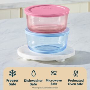 Pyrex® Simply Store® Tinted Glass 4-cup Round Storage Containers, 4-pc Set, Mixed Colors - Image 4
