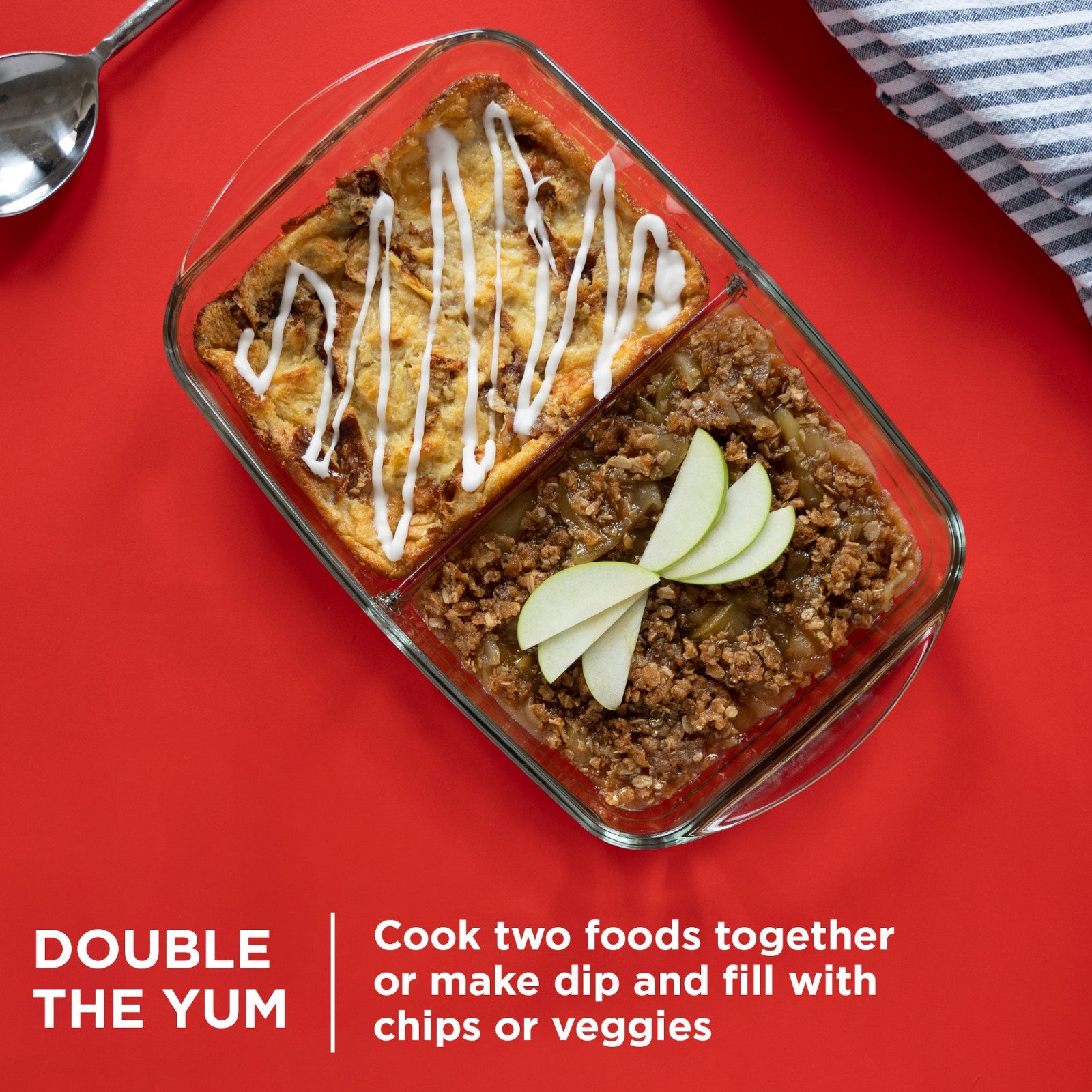 Pyrex® 8” x 12” Divided Glass Baking Dish - Image 2