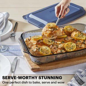 Pyrex® Colors Sculpted Tinted 4-piece Baking Set with Plastic Lids, Smoke - Image 2