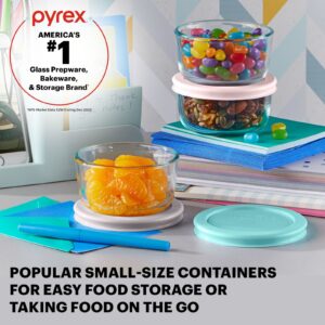 Pyrex® Simply Store® 6-piece 1-cup Round Glass Storage Set with Assorted Color Lids - Image 2