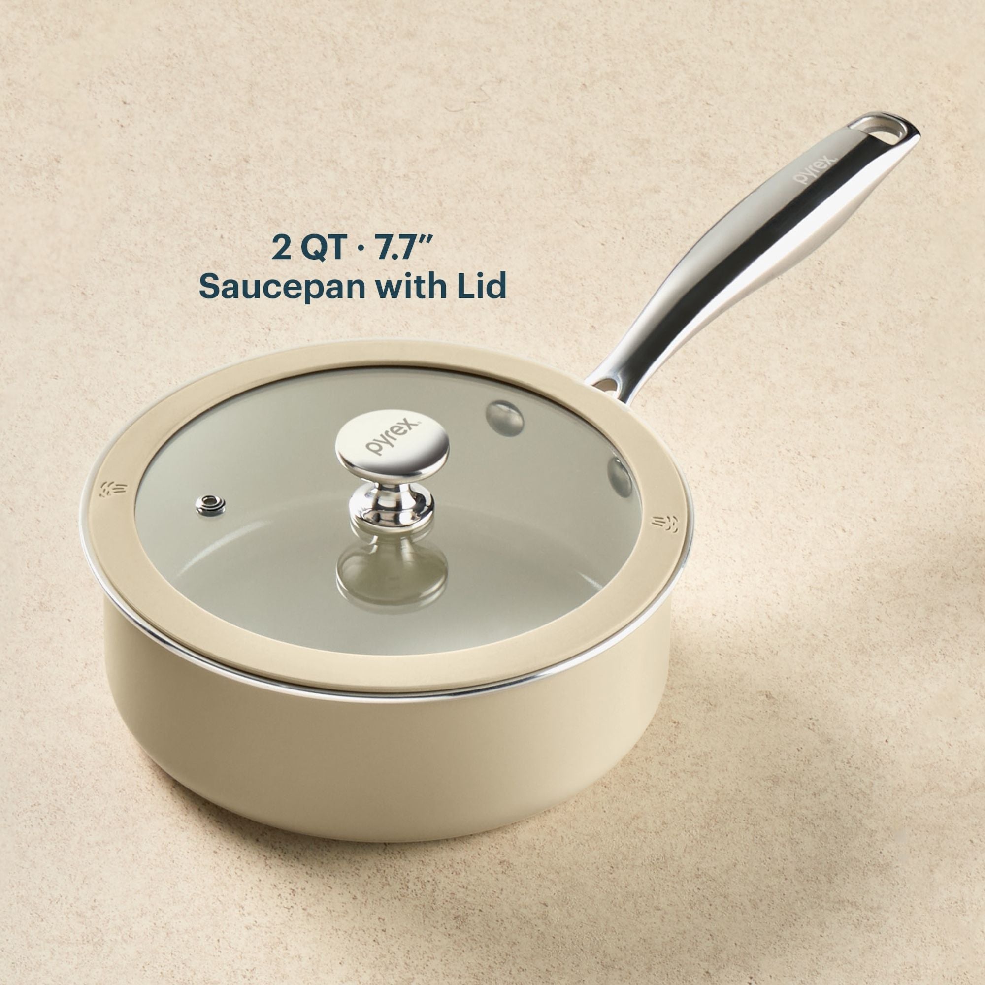 Pyrex® Ceramic Cookware 7.7-in/2qt Saucepan with Lid - Image 2
