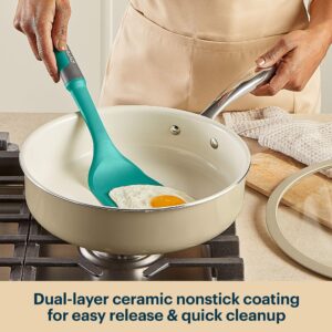 Pyrex® Ceramic Cookware 10.8-in/3.5qt Deep Fry Pan with Lid - Image 3