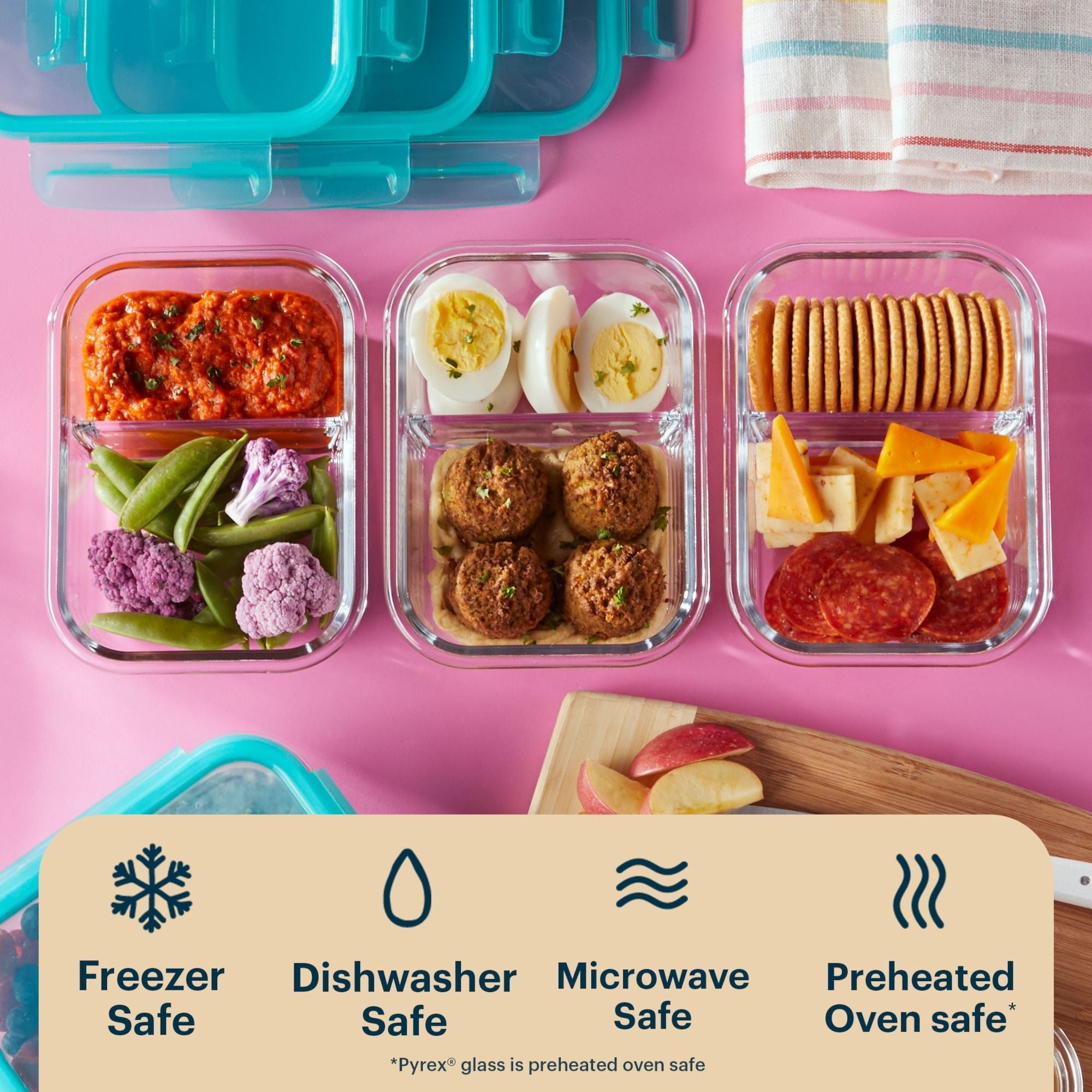 Pyrex® MealBox 10-Piece Divided Storage Set, 2.3 Cup - Image 7