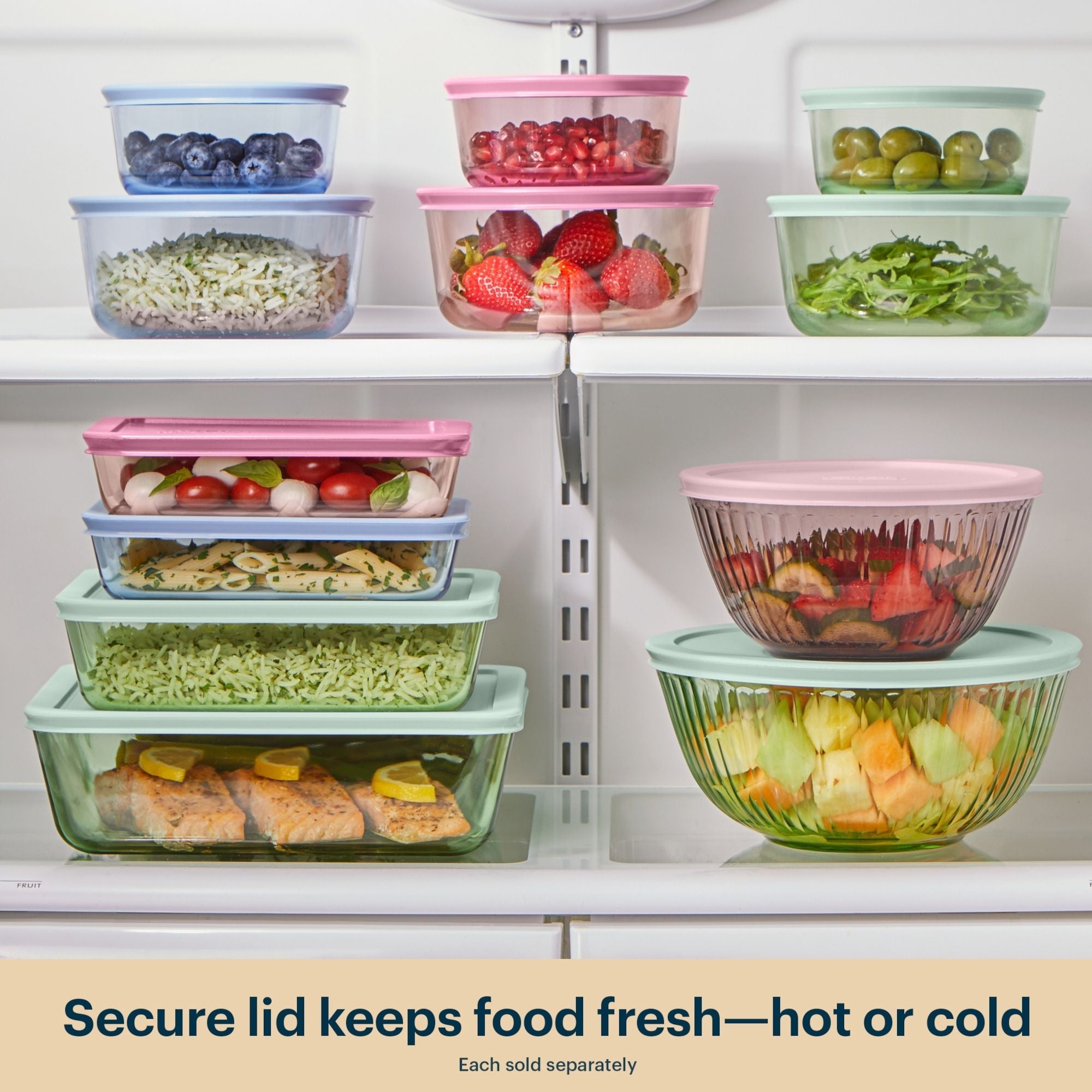 Pyrex® Simply Store® Tinted Glass Rectangle Storage Containers, 6-pc Set, Mixed Colors - Image 6